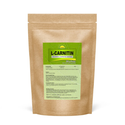 L-Carnitin Tartrat, veganes Pulver, ohne Zusatzstoffe, 300 g im Beutel, Bonemis 