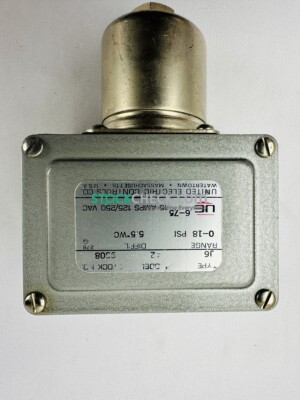 United Electric J6-142-9508 Pressure Switch | Range 0 TO 18 PSI | Input Voltage 