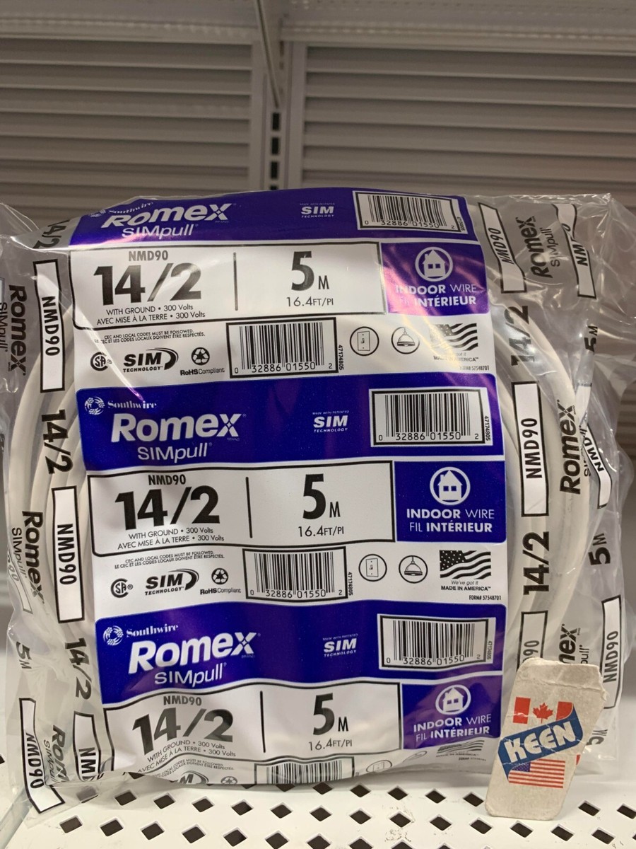keen 14/2 NMD90 5M Romex SIMpull Electrical Wire - White