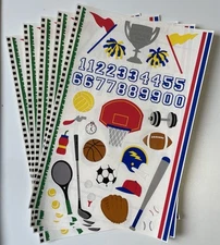 5 Mrs Grossmans 9"x6 Sheet All Star Sports Stickers Football Soccer Bat Trophy