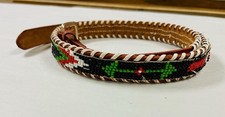 Vintage Native American South Western Leather Seed Bead Belt 37.25 Inches