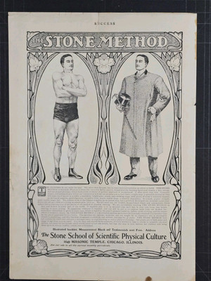 1902 b&w magazine ad for the Stone Method, science of physical culture