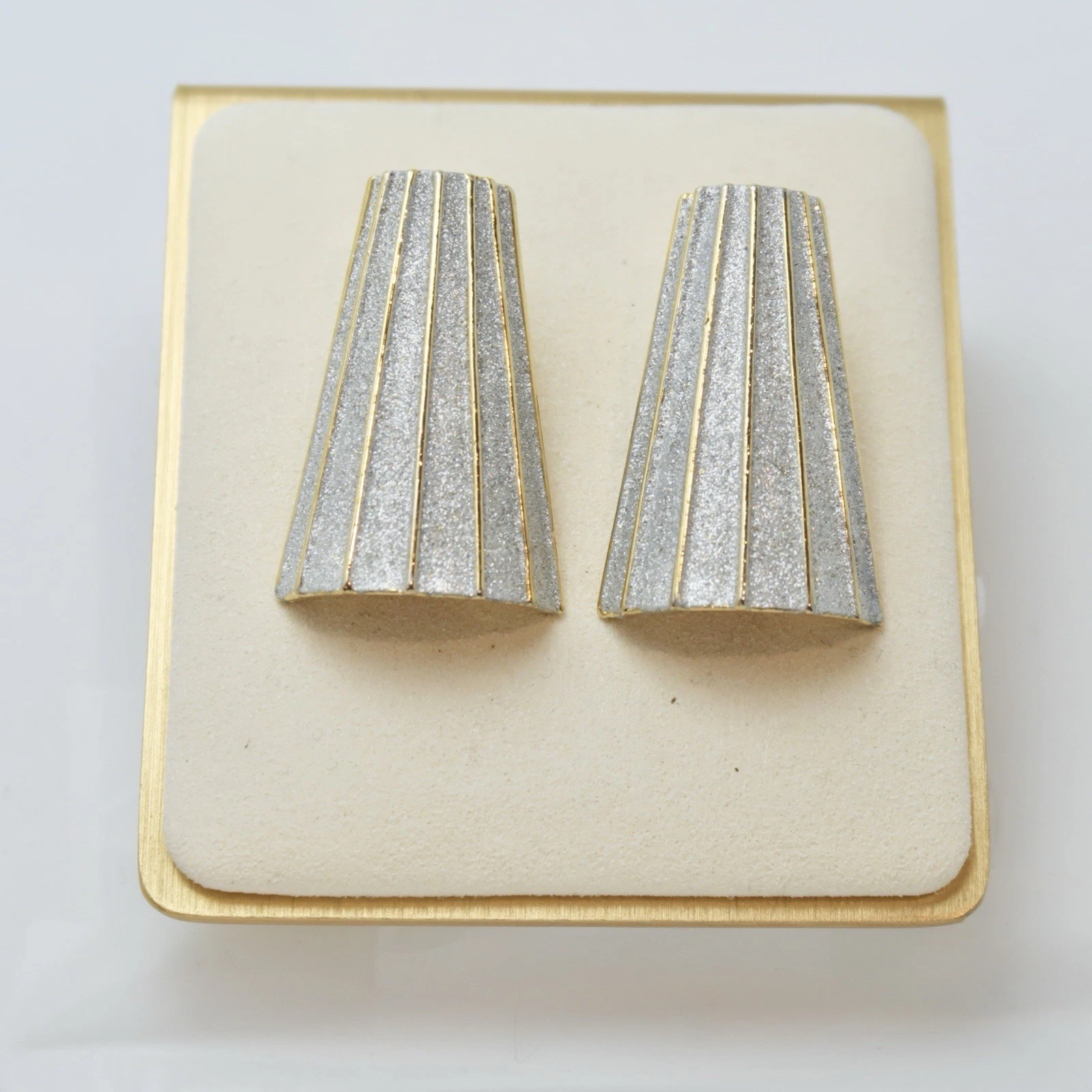 Elegant Geometric Fan Sparkling Two Tone Vintage Earring Jewelry E60