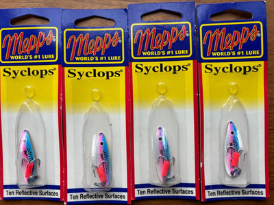 4 NEW Old Discontinued Rare Mepps Syclops Spoons 1/6 oz SY00 Rainbow Trout RBT