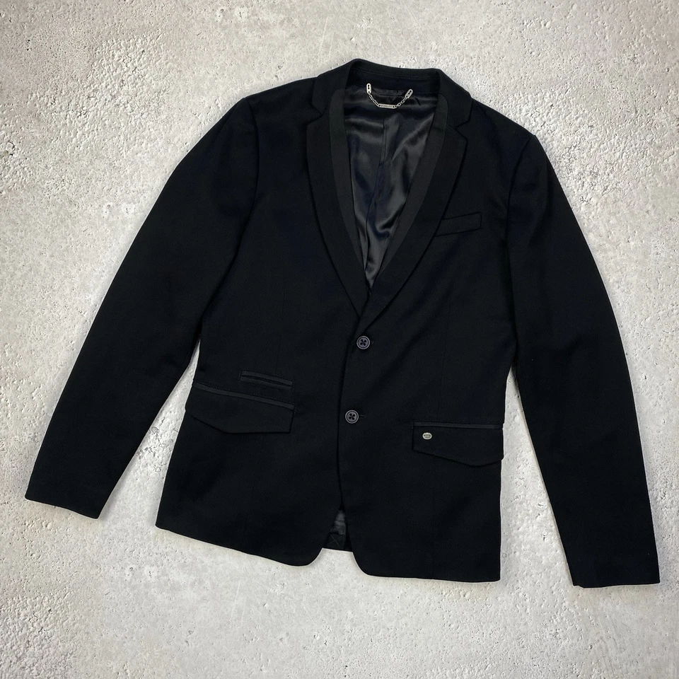 Diesel Classic Mens Tuxedo Cotton Blazer Jacket Size M Black  - Image 2 of 4