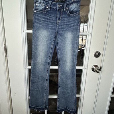 Stella In Dreams Embellished Jeans Raw Hem Bootcut Size 7