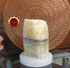 Zebra Calcite Freeform, Yellow & Black Calcite Slab, Raw Stone Display