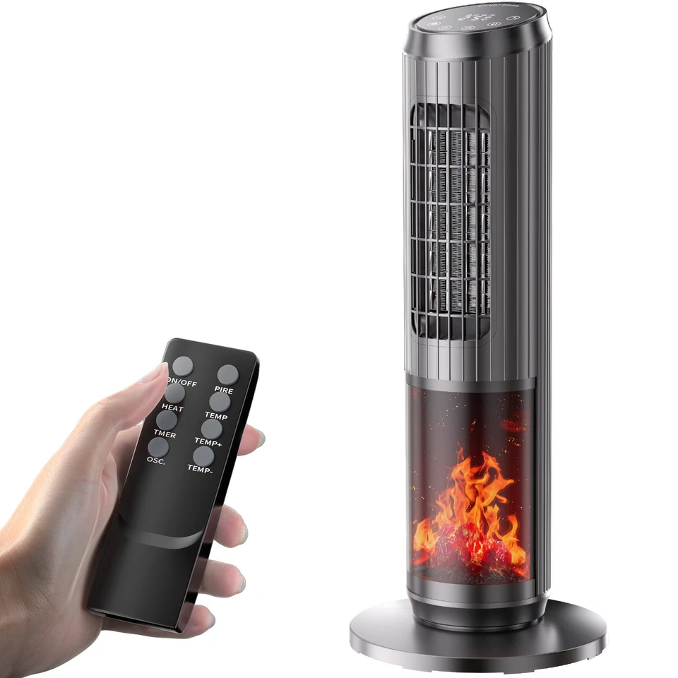 Oscillating 25" Ceramic Tower Space Heater Fan 1500W Remote Control 12hr-Timer - Image 2 of 4