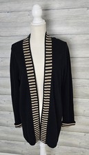 Jones New York Signature Cardigan Sweater Black Open Front Long Sleeve Sz XL/EG