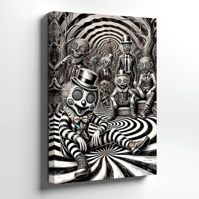Wall Art Creepy Clown Poster Black White Surreal Gothic Horror Carnival Print