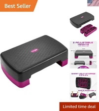 Lightweight 18.9" Adjustable Step Platform with 2 Risers - Fitness Made Easy