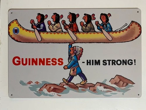 Guinness Beer Metal Sign - Indian Chief - Irish Stout Retro Vintage Style