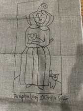 Rug Hooking Pattern " Pumpkin Lady&rdquo; by Christie Scibior on primitive linen