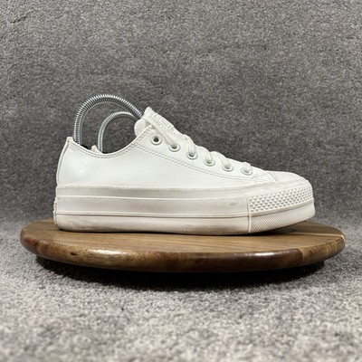 Converse CT All Star Lift Ox 564429C Women s Sz 6.5 White Leather Platform Shoes