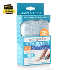 Spongables Pedi Scrub Foot Exfoliating 20+ Wash Sponge, Clean & Fresh, 1 Count ⭐