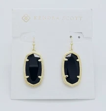 New Kendra Scott Gold Dani Earrings in Black