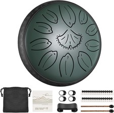 LEKATO Handpan Drum 6 Inches 11 Notes Steel C Key Steel Tongue Drum Mallets Bag