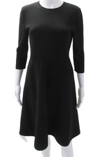 Carolina Herrera Women A-Line Fit & Flare Black Midi Dress Rayon Blend Size M