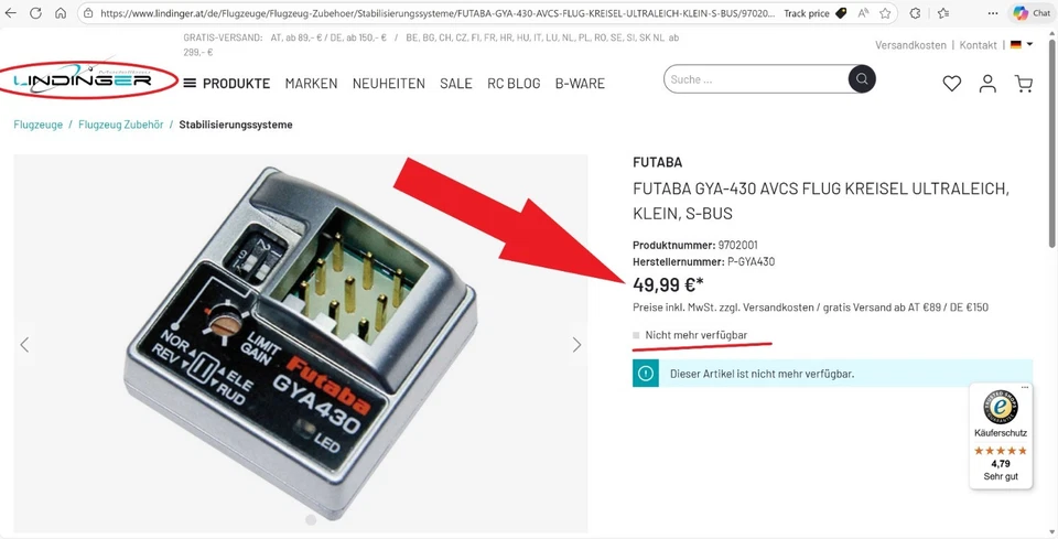 FUTABA GYA430 Flächenkreisel (Seiten- od. Höhenruder)  GYRO High Quality Rare ! - Bild 3 von 4