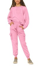 Girls Sweatsuit Lounge sets Crewneck Sweatshirt Casual Drawstring Sweatpants ...