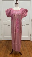 San Antonino Maxi Dress, Oaxaca Mexican dress. hand Embroidered. Silk Threads,