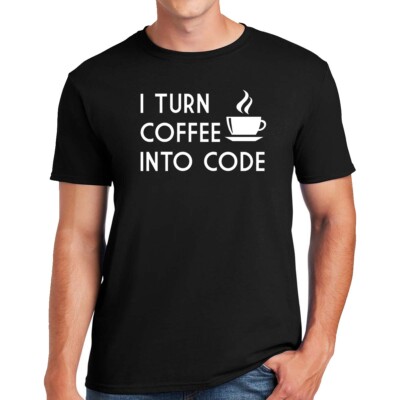 T-Shirt I Turn Coffee Into Code Unisex lustig Neuheit Computer Programmierer Shirt Oberteil