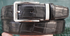 Black Real Belly Crocodile Belt Skin Leather Men's W 1.3 inch Y15
