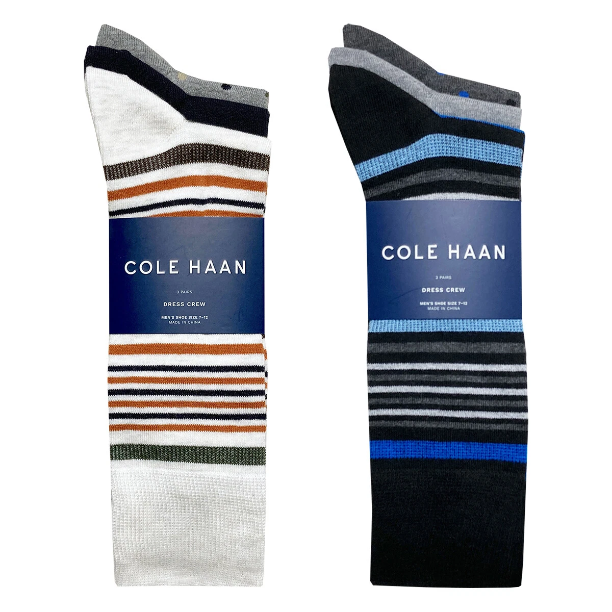 Cole Haan Mens Socks 3 Pairs Dress Crew Combed Cotton Blend Soft