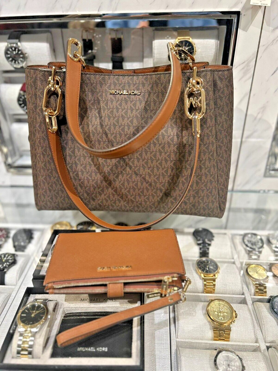 Michael Kors Trisha Large Triple Gusset Shoulder Bag + Double Zip