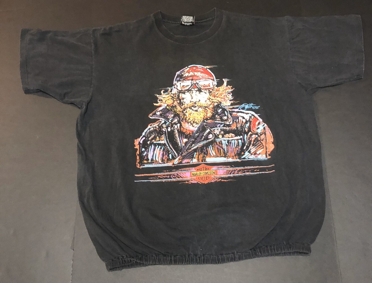 Vintage 90s Harley Davidson Paul Smith Painting Tshirt Eagle USA 