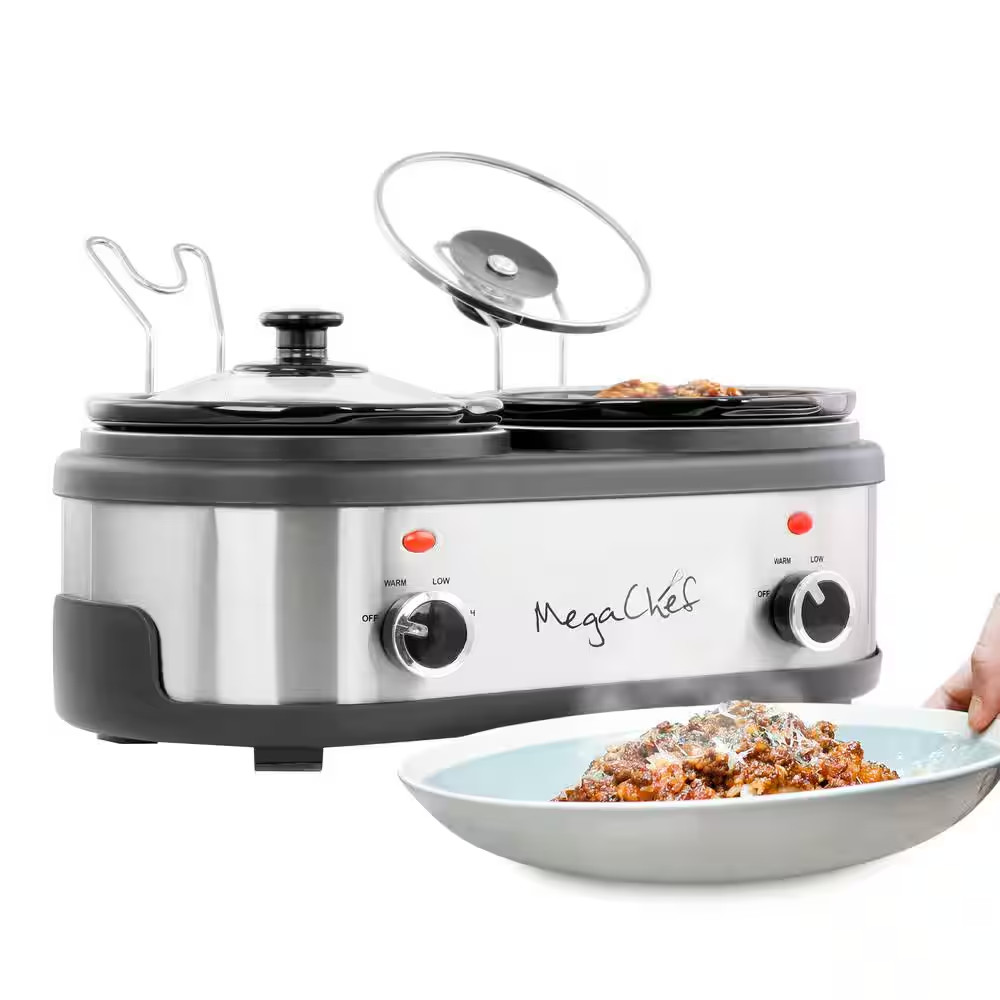 MegaChef 1.5 qt Crock Buffet Slow Cooker 100W Dual Settings w/Tempered glass lid