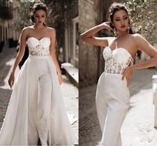 Wedding Jumpsuit with Detachable Skirt,Beach wedding dress,Rehearsal dinner dres