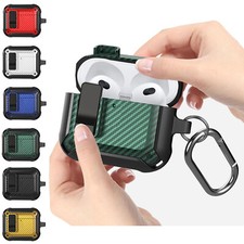 For Apple AirPods 4th/3rd/2nd Gen/Pro 2 Shockproof Armor Lock Case with KeyChain