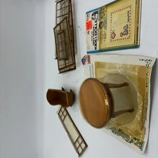 Vintage home Products Wood Table/ Miniature Doll House Furniture Windows Lot