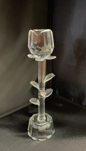 Clear Glass Crystal Rose Sculpture Lighted Base New In Box Multicolor 6”H Mother - Picture 2 of 5