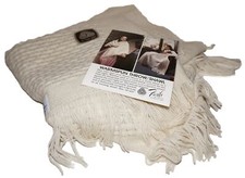 Vintage FARIBO Ivory Pure Wool Woven WARMSPUN THROW/SHAWL 50 x 50 Throw Blanket