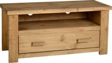 New Distressed Wood Waxed Pine 1 drawer TV Unit, Wooden Media Unit TV Cabinet