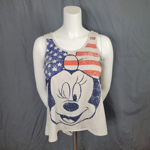 Disney Patriotic Minnie Mouse Gray Tank Top Size S