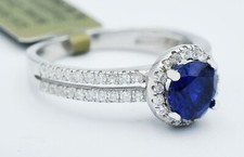 GENUINE 1.25 Cts BLUE WHITE SAPPHIRE RING .925 Sterling Silver - NEW WITH TAG