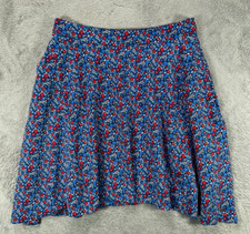 Tommy Hilfiger Womens Skirts Size 4 Blue Red Ditsy Floral Asymmetric Knee Boho