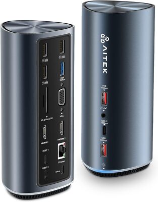 AITEK USB C 15-in-2 Docking Station Dual 4K HDMI for MacBook AK-D002 *3722C6B