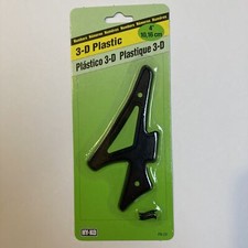 3D Black Plastic House Number 4 HY-KO 4 inch