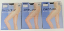 3pc Vintage NWT Round The Clock, Pantyhose Size Ab French Navy Silky Sheer 148