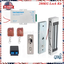 Door entry Access Control System Electric Magnetic Lock 600lb 280kg + 2x Remote