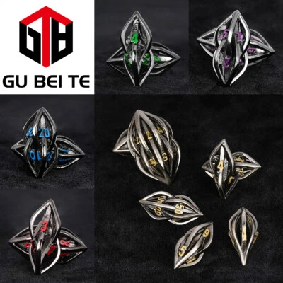 GBTDICE Olive Shape Metal Dice Set DND 7PCS Polyhedral Die Dungeons and Dragons RPG Game