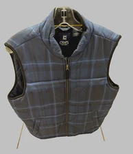 Chaps Ralph Lauren Mens M  Blue Plaid Puffer Vest  Full Zip Pockets