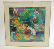 Leroy Neiman "Mixed Doubles" Tennis Print Framed Under Glass