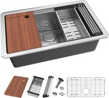 32 inch Undermount Kitchen Sink, T304 Stainless Steel 16 Gauge Single Bowl Ki...
