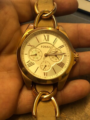 Fossil BQ3410 Wrist Watch 40mm Modern Courier Multifunction Tan Leather Women