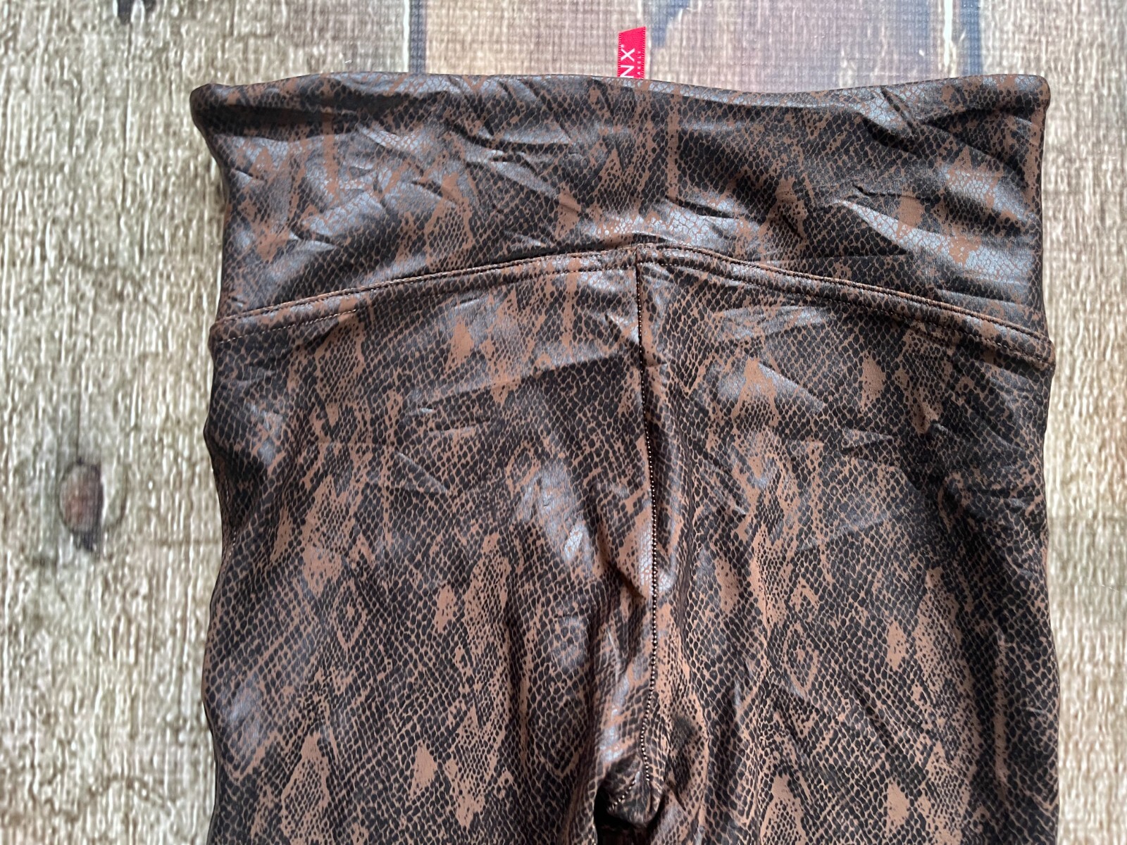 SPANX SNAKE PYTHON LEGGINGS PANTS BROWN WOMENS SI… - image 7